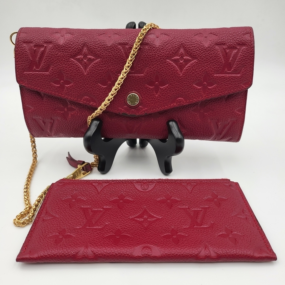 LOUIS VUITTON Leather Empreinte Curieuse Wallet Aurore and Pouch. Authentic..